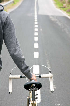 with vintage bike rider