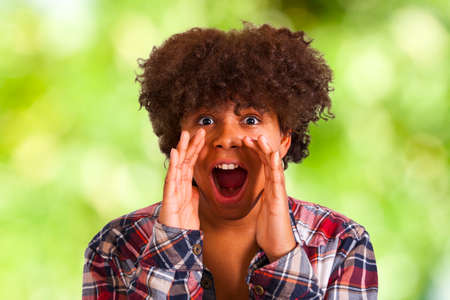 Latin American young woman screaming