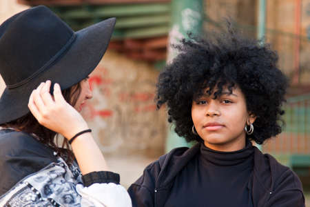 portrait of girls outdoorの写真素材