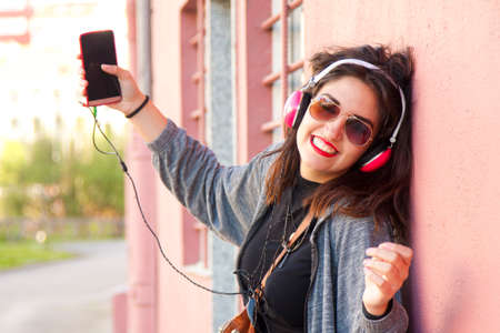 girl dancing in the streetの写真素材