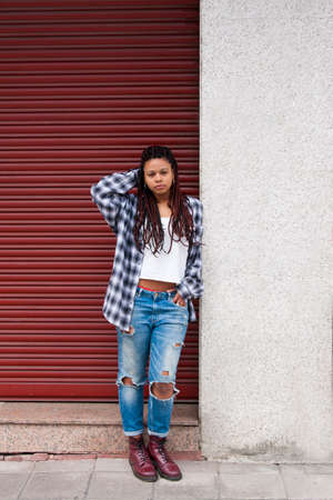 urban style girl in the cityの写真素材