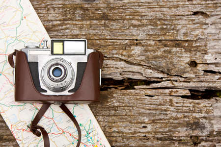 camera with map on wood