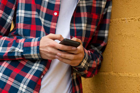 hands with mobile phoneの写真素材