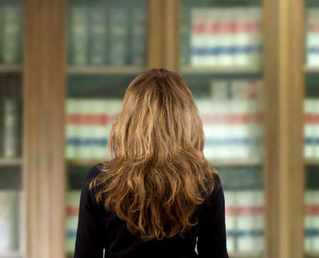 girl looking at the library