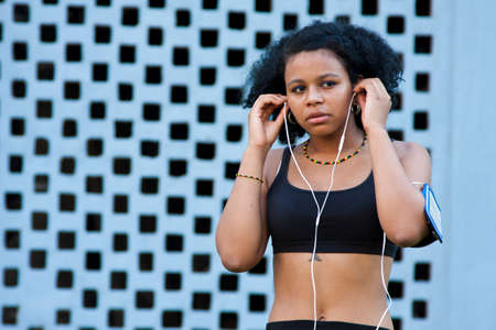 woman doing sport outdoorsの写真素材