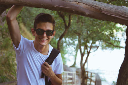 young adventure travelの写真素材