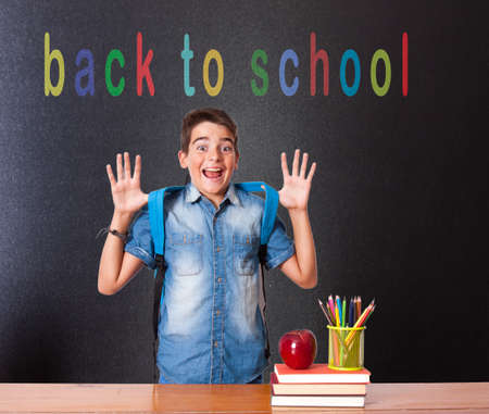 child student in school on white background