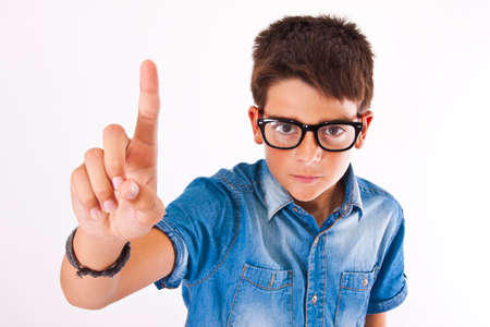 isolated child pointing finger