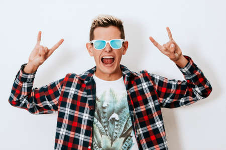 boy urban style on white backgroundの写真素材