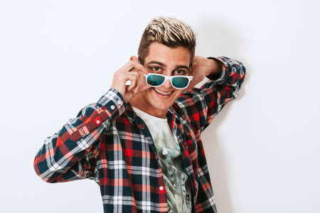 boy urban style on white backgroundの写真素材