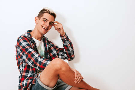 boy urban style on white backgroundの写真素材