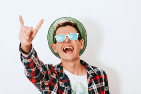 boy urban style on white backgroundの写真素材