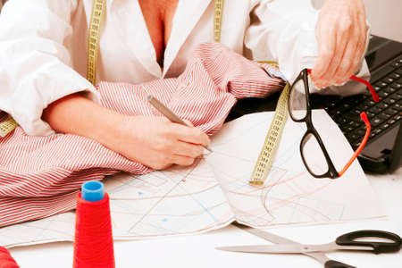 woman working in the sewing workshopの写真素材