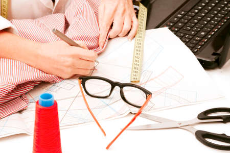 woman working in the sewing workshopの写真素材