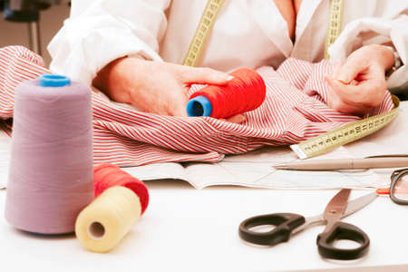 woman working in the sewing workshopの写真素材