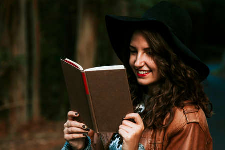 reading a book outdoors