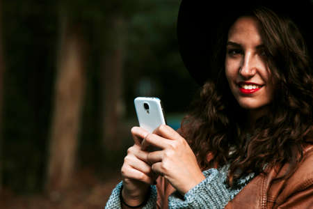 girl with mobile phoneの写真素材