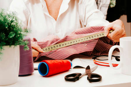 woman working in the sewing and fashionの写真素材