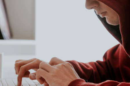 hacker with pirate laptopの写真素材