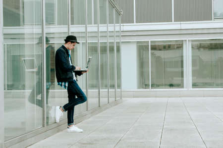 student university with the computer laptopの写真素材