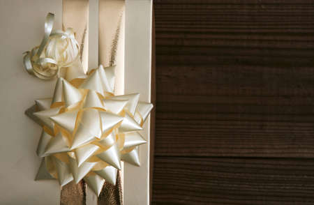 box of gift decorated on wood oldの写真素材