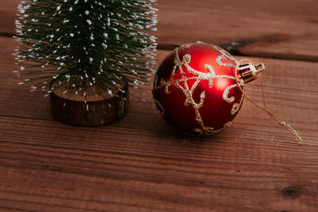 ball decorative for christmas about wooden ancientの写真素材