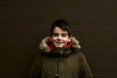 child looks winter, background,の写真素材