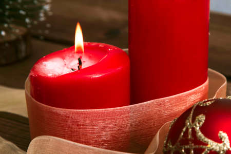 candles, postal and christmas decorationの写真素材
