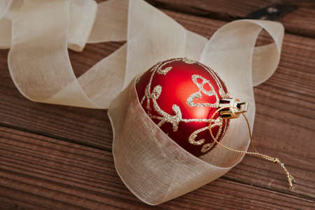 ball decorative for christmas about wooden ancientの写真素材