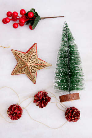 view top of the desktop with the preparations of Christmas