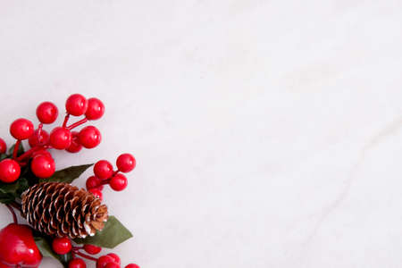 natural white background with Christmas ornamentsの写真素材