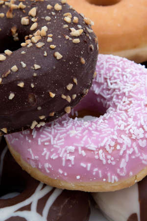 grouped various donuts, desserts and breakfastの写真素材