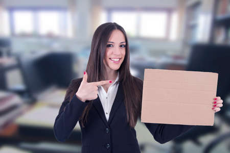 women business with the poster with space for text and messageの写真素材