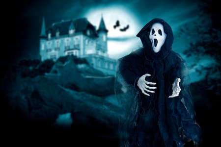 ghost of death on a mysterious background of halloweenの写真素材