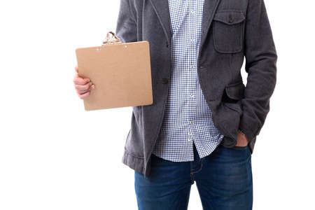 closeup of man with the documents folderの写真素材