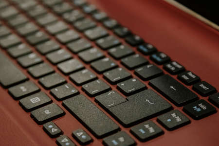closeup of the laptop keyboardの写真素材