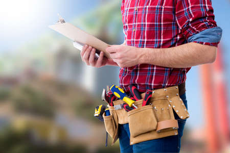 closeup of the equipment of the Builder, workers from the constructionの写真素材