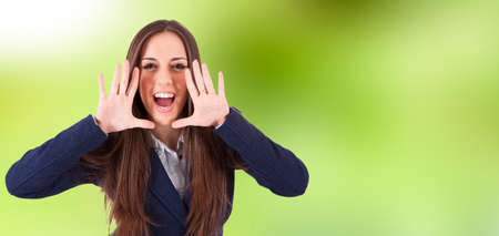 female young screaming, faces and expressionsの写真素材