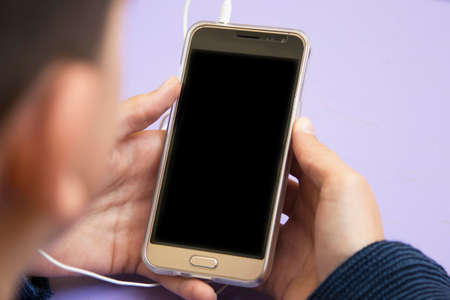 hands with phone mobile, closeupの写真素材