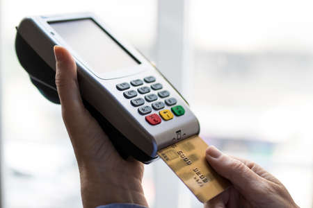 shopping and e-payment with card in the terminal