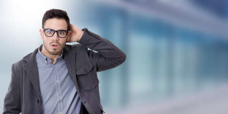 man with expression of surpriseの写真素材