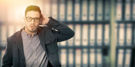 man with expression of surpriseの写真素材