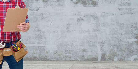 professional construction tools and plansの写真素材