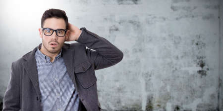 man with expression of surpriseの写真素材