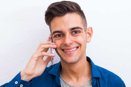 young fashioned mobile phone on the wall