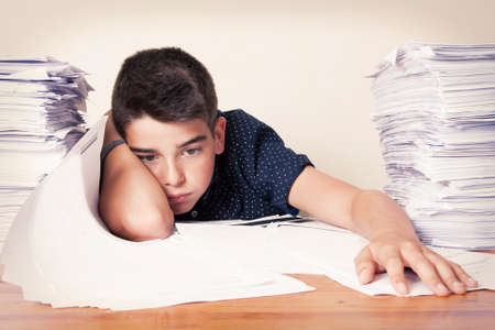student at the desk studying, school and childrenの写真素材