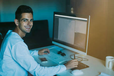 young with the tidy at home or office studying or workingの写真素材