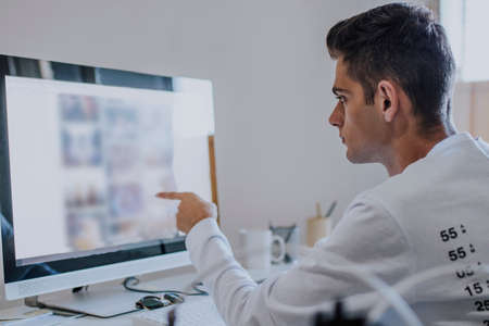 young working with the computer at home or in the officeの写真素材