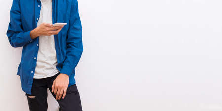 modern teenager with mobile phone, teenager and cellphoneの写真素材