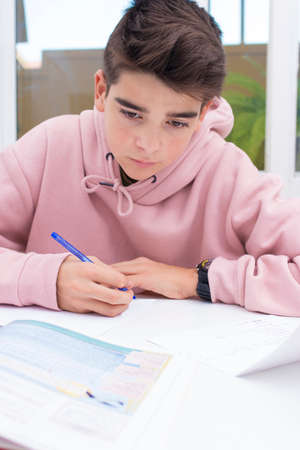 child writing on the home or school desk, studentsの写真素材